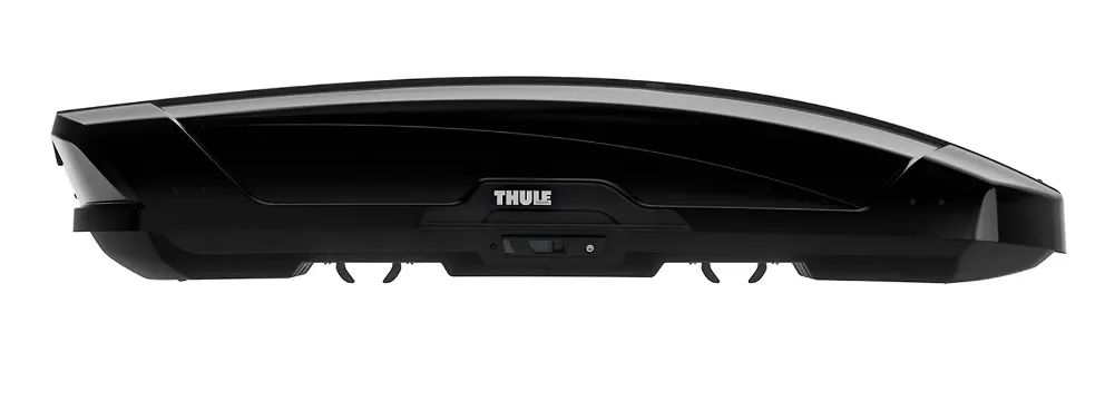 Thule Dachbox von der Seite, bereit zur Miete